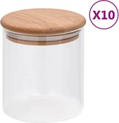 vidaXL Borcane din sticlă depozitare, capac de bambus, 10 buc., 600 ml