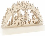 Decorațiune de Crăciun din lemn cu LED-uri Cerb șibiserică maro, 22 x 15 x 5 cm