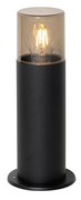 Lampă de exterior de podea neagră cu abajur fumuriu 30 cm IP44 - Odense