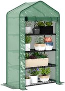 Outsunny Seră de Grădină Balcon cu Rafturi 4 Nivele 90L x 49l x 160H cm Oțel galvanizat folie Detasabila PE Densitate înaltă Verde | Aosom Romania