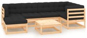 vidaXL Set mobilier de grădină cu perne, 7 piese, lemn masiv de pin