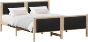 vidaXL Cadru de pat Maro și negru 160 x 200 cm Lemn masiv de pin