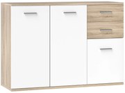 HOMCOM Comodă Modernă cu 3 Dulapuri și 2 Sertare din Lemn, Efect lemn | Aosom Romania