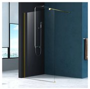 Paravan de dus tip Walk-in Fluminia Foxy auriu periat 90x200 cm Easy Clean