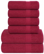 vidaXL Set prosoape 6 piese Bordeaux 360 g/m² 100% bumbac