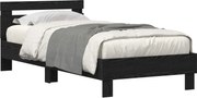 vidaXL Cadru de pat cu led Stejar Negru 100 x 200 cm Lemn compozit