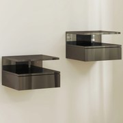 HOMCOM Set de 2 Noptiere Moderne Suspendate pentru Dormitor cu Sertar și Raft, 35x32x22,5 cm, Negru Lucios | Aosom Romania