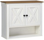 kleankin Dulap de perete, dulap de baie cu usi si compartiment deschis, dim. 60 x 19,5 x 52,5 cm, alb | Aosom Romania