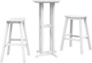 vidaXL Set bar de grădină 3 pcs Alb HDPE