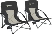Outsunny Set de 2 Scaune de Plajă Pliabile și Ușoare cu Spătar din Plasă Brațe și Geantă 58x55x62 cm Negru | Aosom Romania