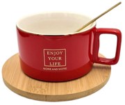 Set Ceasca Cafea si Ceai, suport Bambus, Your Life, 300 ml