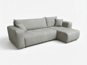 Canapea colt extensibila SORELA gri deschis, cu colt bilateral + 2 perne CADOU