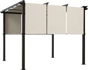 Outsunny Pergolă cu 3 țesături glisante 3 x 3 x 2,38 m structură din oțel negru țesătură poliester de înaltă densitate bej | Aosom Romania
