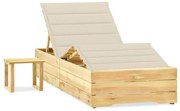 vidaXL Șezlong de grădină cu masă și pernă, lemn de pin tratat