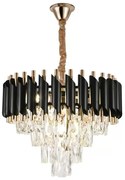 Candelabru Cristal, Raven 30cm Negru cu Auriu