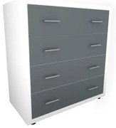 Comoda Torino cu sertare Alb / Gri, 85 x 89 x 42 cm