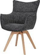Set de 2 scaune pivotante picioare din lemn VOGUE antracit