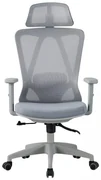 Scaun ergonomic, suport lombar reglabil, tetiera reglabila, cotiera 2D, reglare pe inaltime, mecanism inclinare/blocare in 3 pozitii, pivotant, Mesh, Gri