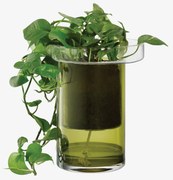 Ghiveci de flori cu auto-irigare Balcony, î. 35 cm, Ø 26 cm, transparent/verde măsliniu - LSA international