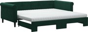 vidaXL Pat de zi cu extensie și saltele verde închis 100x200cm catifea