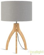 Lampa de masa cu trepied, realizata din materiale naturale, durabile si ecologice, Annapurna gri deschis