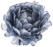 Ornament de Crăciun Floare gri și albastră 10 cm,pene, cu scrunchie