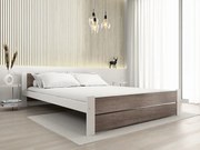 Pat dublu Culoare alb/stejar trufa, IKAROS DOUBLE 140 x 200 cm Saltele: Cu saltele Deluxe 10 cm, Somiera pat: Cu lamele curbate