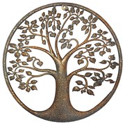 Decor metalic de perete Copacul vieții gri-auriu, 39,8 cm