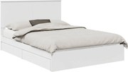 vidaXL Pat cu storage cu headboard Alb 140 x 200 cm Lemn compozit