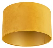 Abajur din catifea galben 35/35/20 cu interior auriu