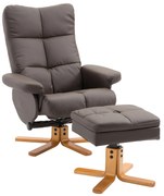 HOMCOM fotoliu rabatabil cu taburet, 80×99×86cm, maro | AOSOM RO