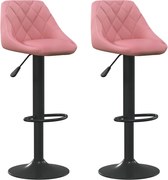 vidaXL Scaune de bar, 2 buc., roz, catifea