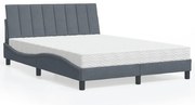 vidaXL Pat cu saltea, gri închis, 140x190 cm, catifea