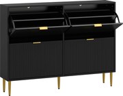 HOMCOM Dulap pentru încălțăminte 20 perechi cu 4 sertare rabatabile, uși canelate și rafturi reglabile, 105x24x91,5cm, negru | Aosom Romania