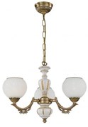 Candelabru cu 3 brate clasic design italian din alama, sticla si lemn 8655 RA-L. 8655/3
