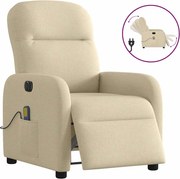 vidaXL Fotoliu electric de masaj rabatabil, crem, textil