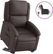 vidaXL Fotoliu rabatabil electric cu ridicare, maro, piele naturală
