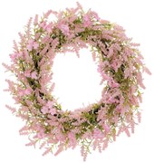 Ghirlanda din flori artificiale mici, diametru 50cm, roz, 50 x 50 x 10 cm