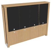 Dulap înalt Verno+ 260 x 46 x 210 cm, uși combinate, stejar deschis / negru