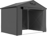 Outsunny Cort-garaj 2,5 x 1,8 m, rezistent la apă, cort-garaj cu ușă cu fermoar rulabil, ferestre de ventilație, gri închis | Aosom Romania