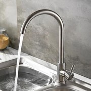 Baterie Bucătărie din Inox Satinat, Model CF001 – Eleganță și Funcționalitate pentru Orice Bucătărie Modernă
