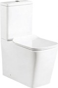 Set vas WC compact pe pardoseala Rune Isa Rimless alb cu rezervor si capac softclose