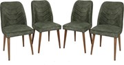 Set 4 scaune DALLAS 558 V4, verde/nuc, stofa catifelata/metal, 50x49x9
