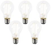 Set de 5 becuri LED E27 A60 transparente 2.2W 470lm 2700K