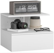 HOMCOM Noptier cu sertar si raft deschis alb, 39,8 x 35 x 31,6 cm | Aosom Romania