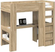 vidaXL Cadru de pat supraetajat cu birou Stejar Sonoma 90 x 190 cm