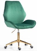 HR350K Scaun Verde din Catifea Bază Aurie