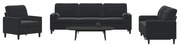 vidaXL Set de canapele cu perne/rulouri, 3 piese, negru, catifea