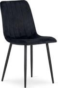 Scaun de catifea negru LAVA ONYX cu picioare negre