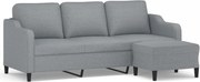 vidaXL Canapea cu 3 locuri și taburet, gri deschis, 180 cm, textil